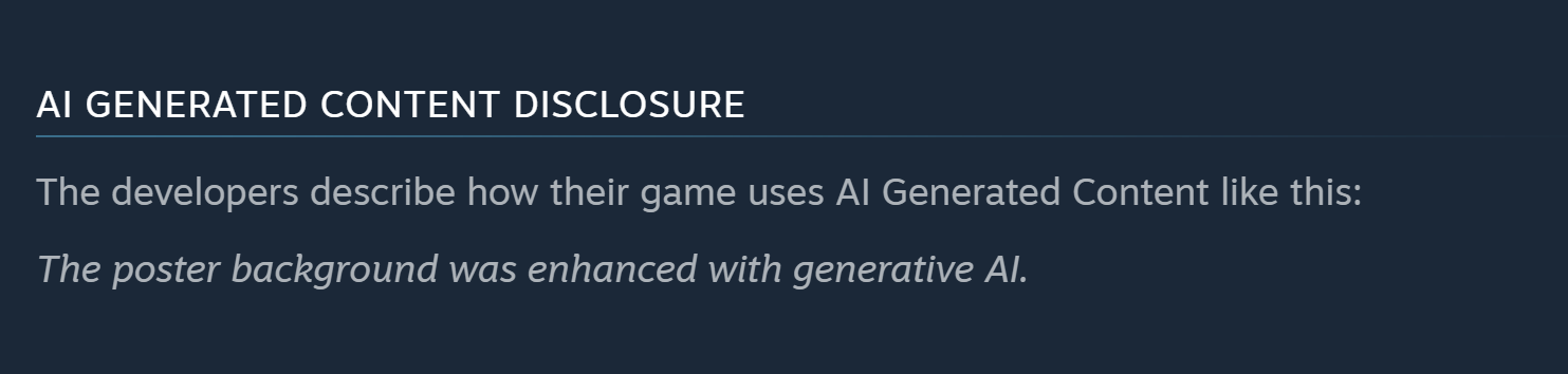 Steam AI Content Disclosure